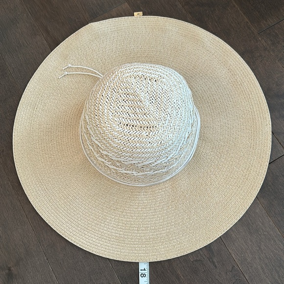 Women’s Wide Brim Floppy Sunhat, White Beige, Summer Hat, Vacation Beachwear Sun - Picture 9 of 12